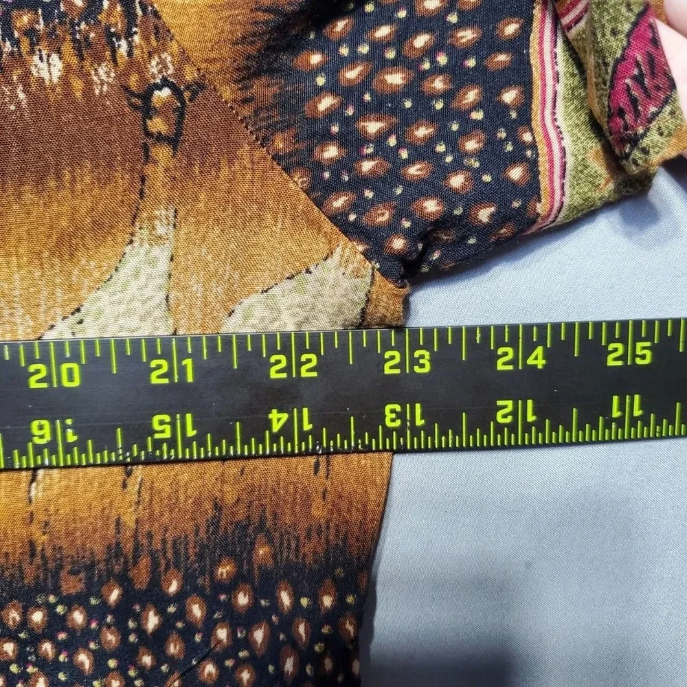 VTG California Krush Rayon Giraffe Safari Shirt Women XL Brown Indie Sleaze Boho